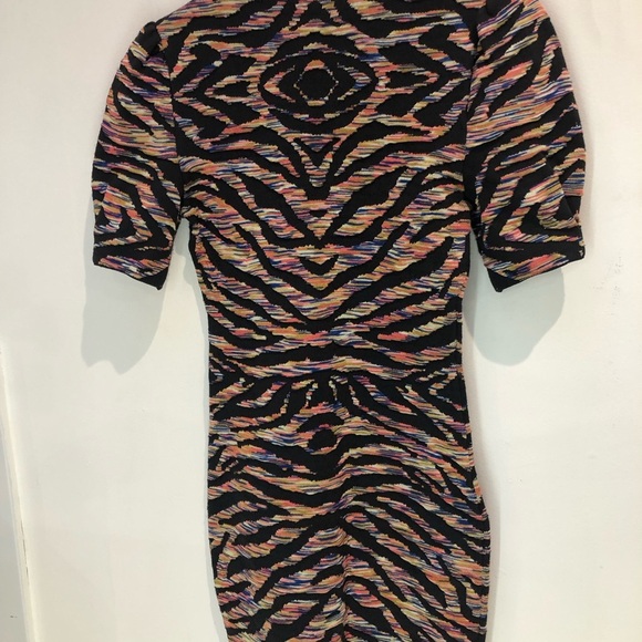 Free People Multicolored Ruched Sheath Dress with Puff Sleeves for Night Out - Picture 2 of 3